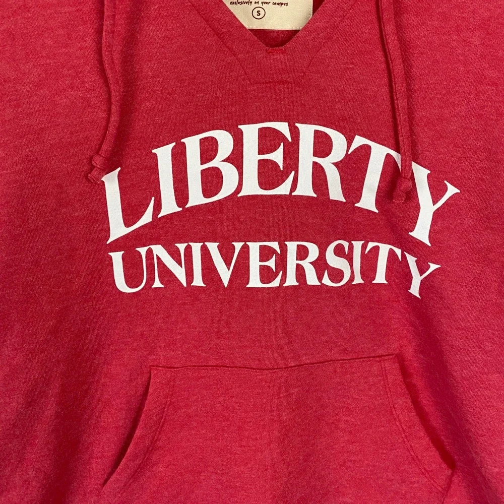 Liberty University Flames Cropped Hoodie Sweatshirt V-Neck Womens Small Pullover - Picture 3 of 9